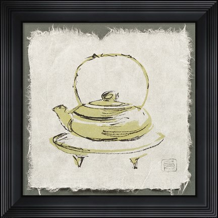 Framed Green Teapot Print