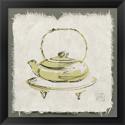 Framed Green Teapot Print