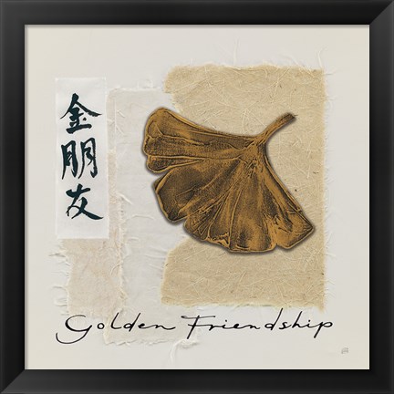 Framed Bronze Leaf I Golden Friendship Print