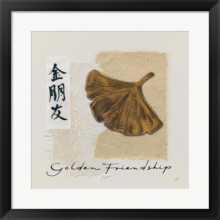 Framed Bronze Leaf I Golden Friendship Print