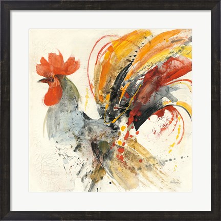 Framed Festive Rooster II Print