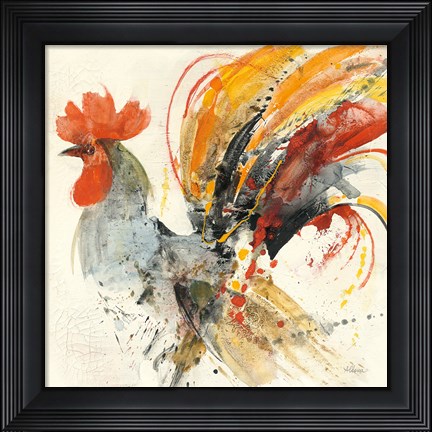 Framed Festive Rooster II Print