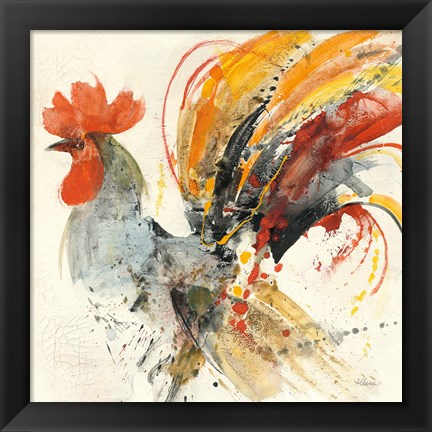 Framed Festive Rooster II Print