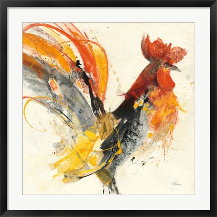 Framed Festive Rooster I Print
