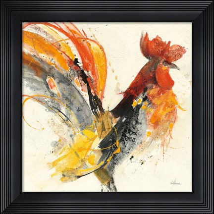Framed Festive Rooster I Print