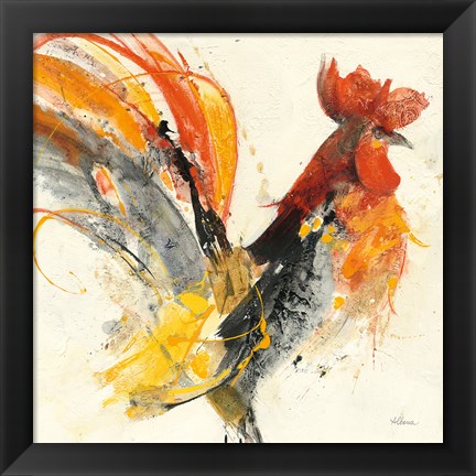 Framed Festive Rooster I Print