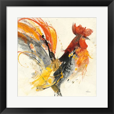 Framed Festive Rooster I Print