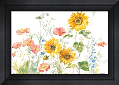 Framed Floursack Florals on White I Print
