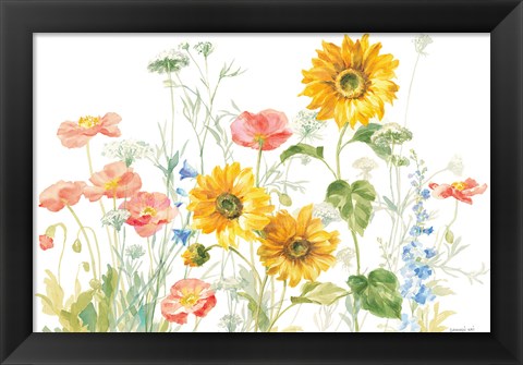 Framed Floursack Florals on White I Print