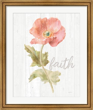 Framed Garden Poppy on Wood Faith Print