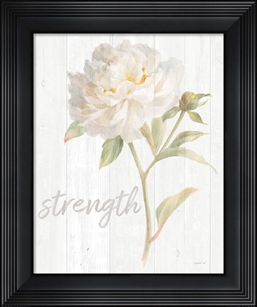 Framed Garden Peony on Wood Strength Print