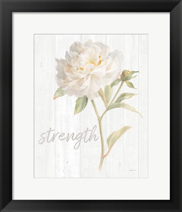 Framed Garden Peony on Wood Strength Print