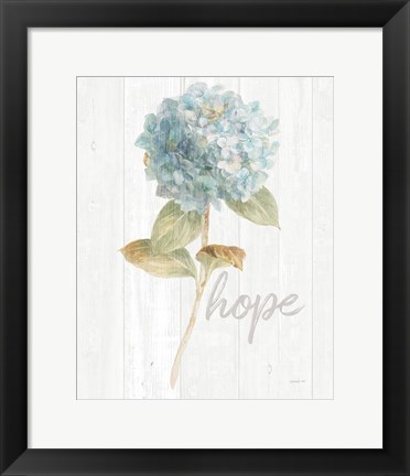 Framed Garden Hydrangea on Wood Hope Print