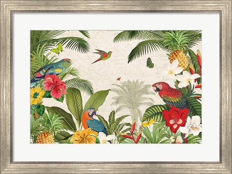 Framed Parrot Paradise I Print