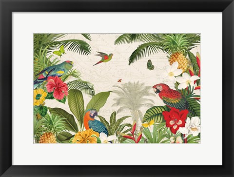 Framed Parrot Paradise I Print