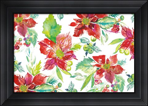 Framed Poinsettia Pretty V Print