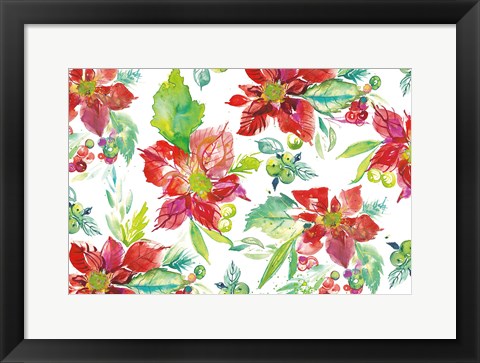 Framed Poinsettia Pretty V Print