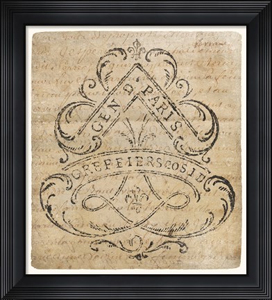 Framed Vintage Letter Crest I Antique Border V2 Print