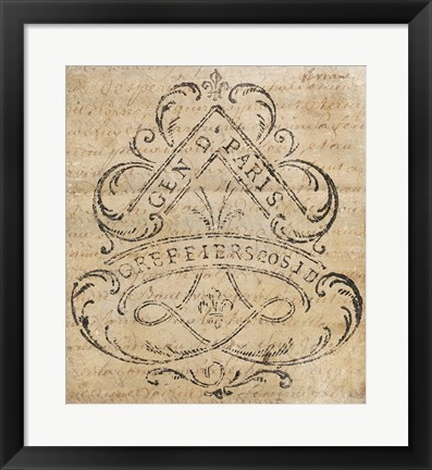 Framed Vintage Letter Crest I Antique Border V2 Print