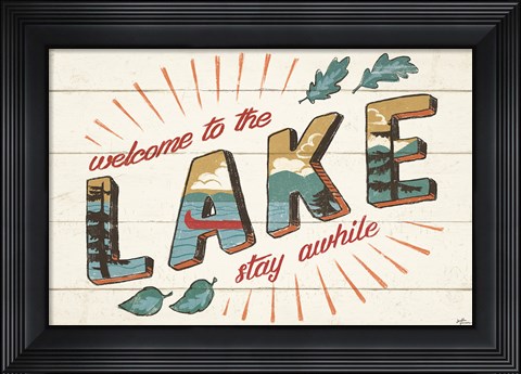 Framed Vintage Lake I Print