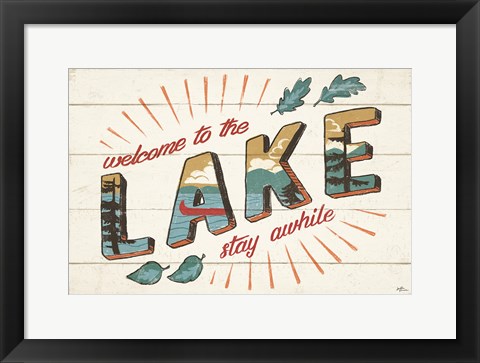 Framed Vintage Lake I Print