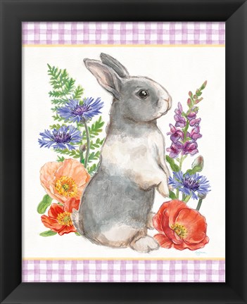 Framed Sunny Bunny IV Checker Border Print