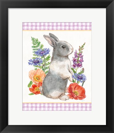 Framed Sunny Bunny IV Checker Border Print