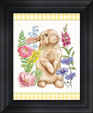 Framed Sunny Bunny III Checker Border Print