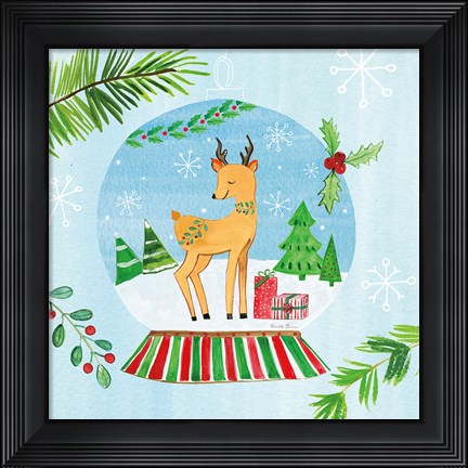 Framed Snow Globe Animals I Print