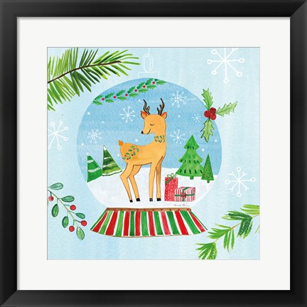 Framed Snow Globe Animals I Print