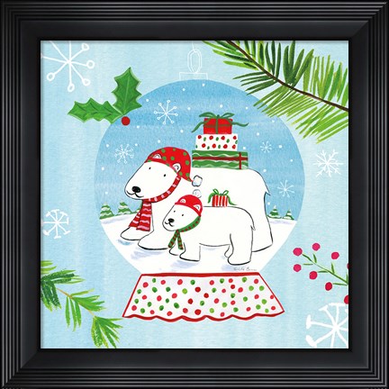 Framed Snow Globe Animals II Print