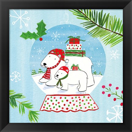 Framed Snow Globe Animals II Print