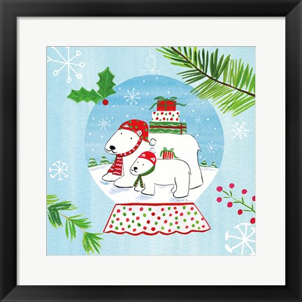 Framed Snow Globe Animals II Print