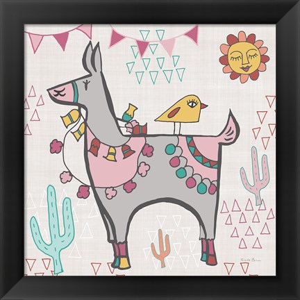 Framed Playful Llamas II Print