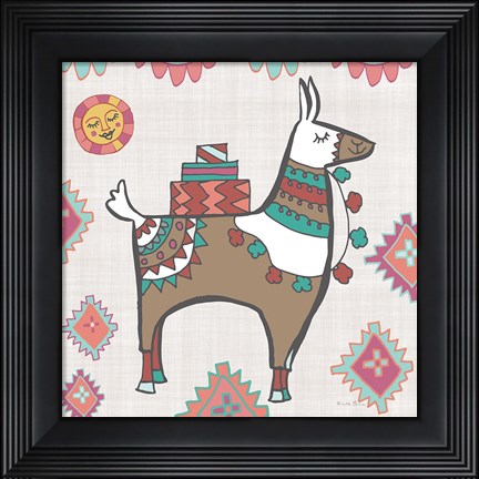 Framed Playful Llamas I Print