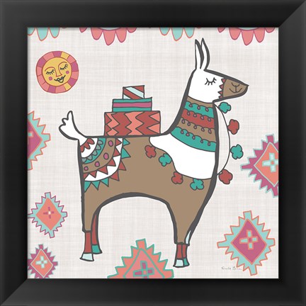 Framed Playful Llamas I Print