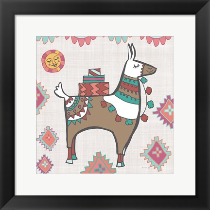 Framed Playful Llamas I Print