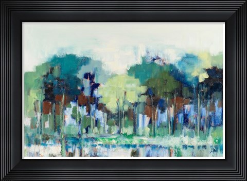 Framed Blue Green Tree Reflections Print