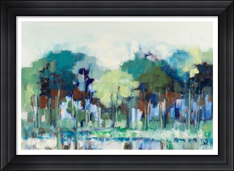 Framed Blue Green Tree Reflections Print