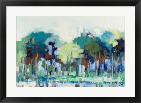 Framed Blue Green Tree Reflections Print