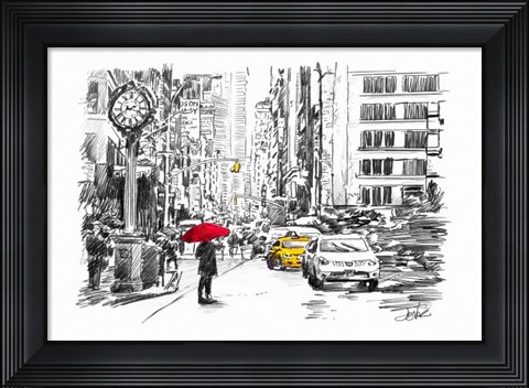 Framed City Street Study Print