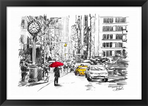 Framed City Street Study Print