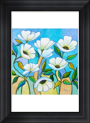 Framed White Poppies Print