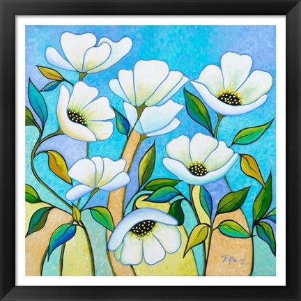 Framed White Poppies Print