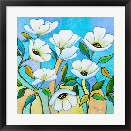 Framed White Poppies Print