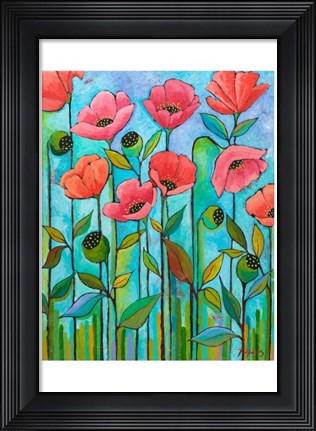 Framed Coral Poppies Print