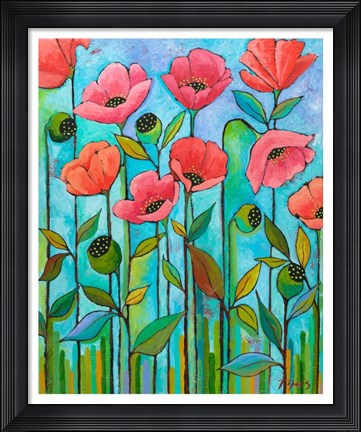 Framed Coral Poppies Print