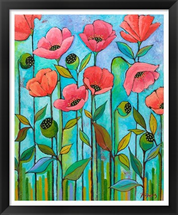 Framed Coral Poppies Print