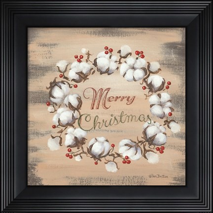 Framed Cotton Wreath Holiday Print