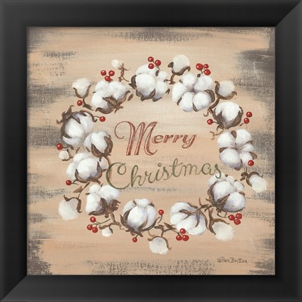 Framed Cotton Wreath Holiday Print